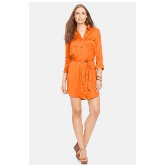 Ralph Lauren Dresses & Skirts - Ralph Lauren Orange Mini Shirt Dress